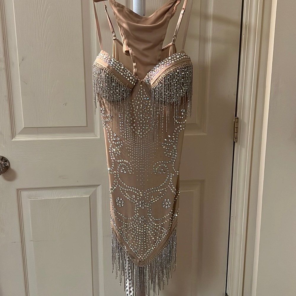 Banjul nylon/polyester rhinestone mini dress
